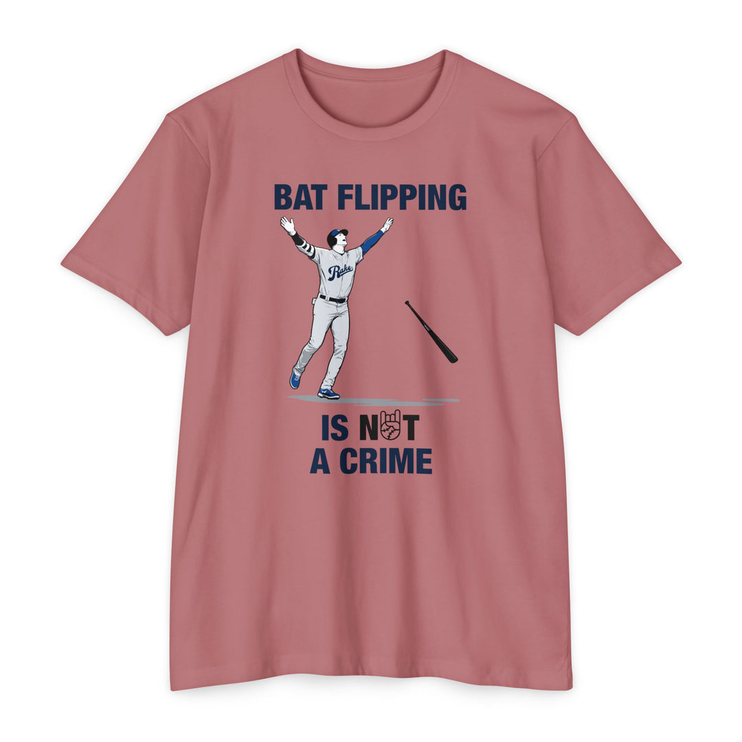 Bat Flipping Is Not A Crime Tee - Rake Baseball Company - RAKE BASEBALL | BASEBALL T-SHIRT | BASEBALL CLOTHING | GOOD VIBES ONLY