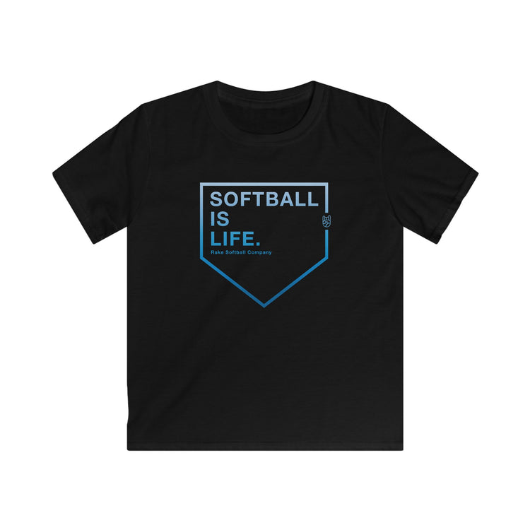 Kids Softball Is Life Tee - Rake Baseball Company - RAKE BASEBALL | BASEBALL T-SHIRT | BASEBALL CLOTHING | GOOD VIBES ONLY