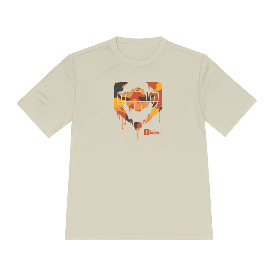Catcher's Orange Camo Drip Dry Fit Tee - Rake Baseball Company - RAKE BASEBALL | BASEBALL T-SHIRT | BASEBALL CLOTHING | GOOD VIBES ONLY