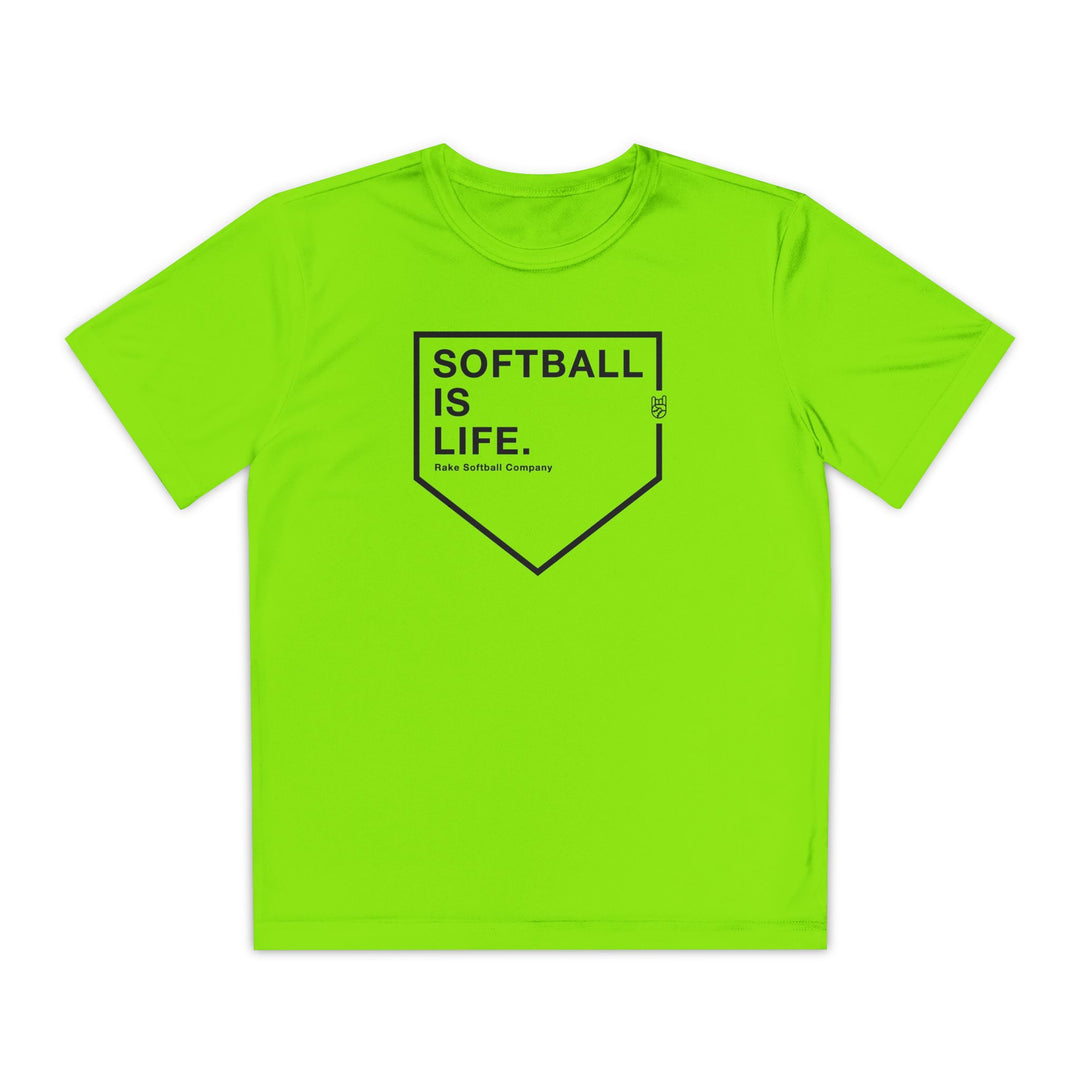 Kids Softball Is Life Dry Fit Tee - Rake Baseball Company - RAKE BASEBALL | BASEBALL T-SHIRT | BASEBALL CLOTHING | GOOD VIBES ONLY