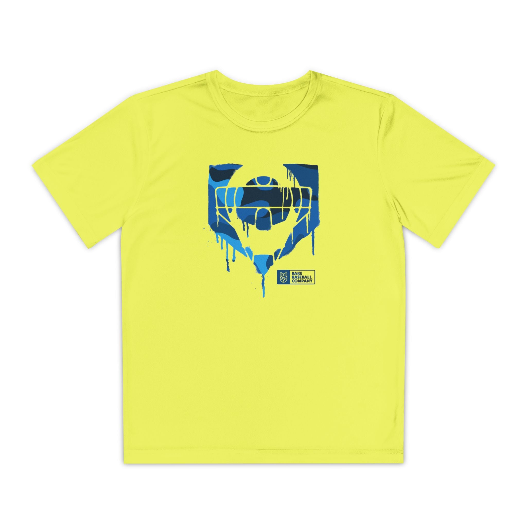 Kids Catcher's Drip Blue Camo Dry Fit Tee - Rake Baseball Company - RAKE BASEBALL | BASEBALL T-SHIRT | BASEBALL CLOTHING | GOOD VIBES ONLY