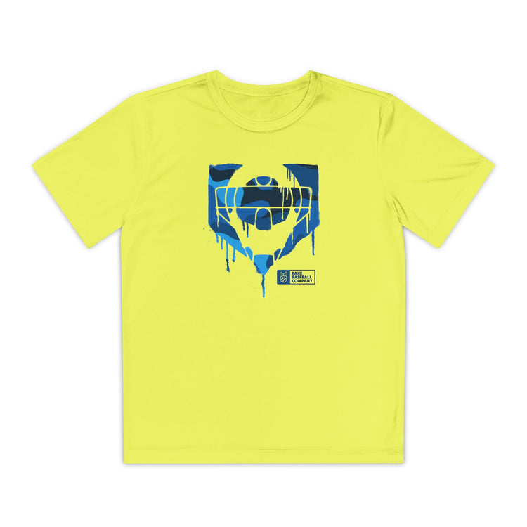 Kids Catcher's Drip Blue Camo Dry Fit Tee - Rake Baseball Company - RAKE BASEBALL | BASEBALL T-SHIRT | BASEBALL CLOTHING | GOOD VIBES ONLY