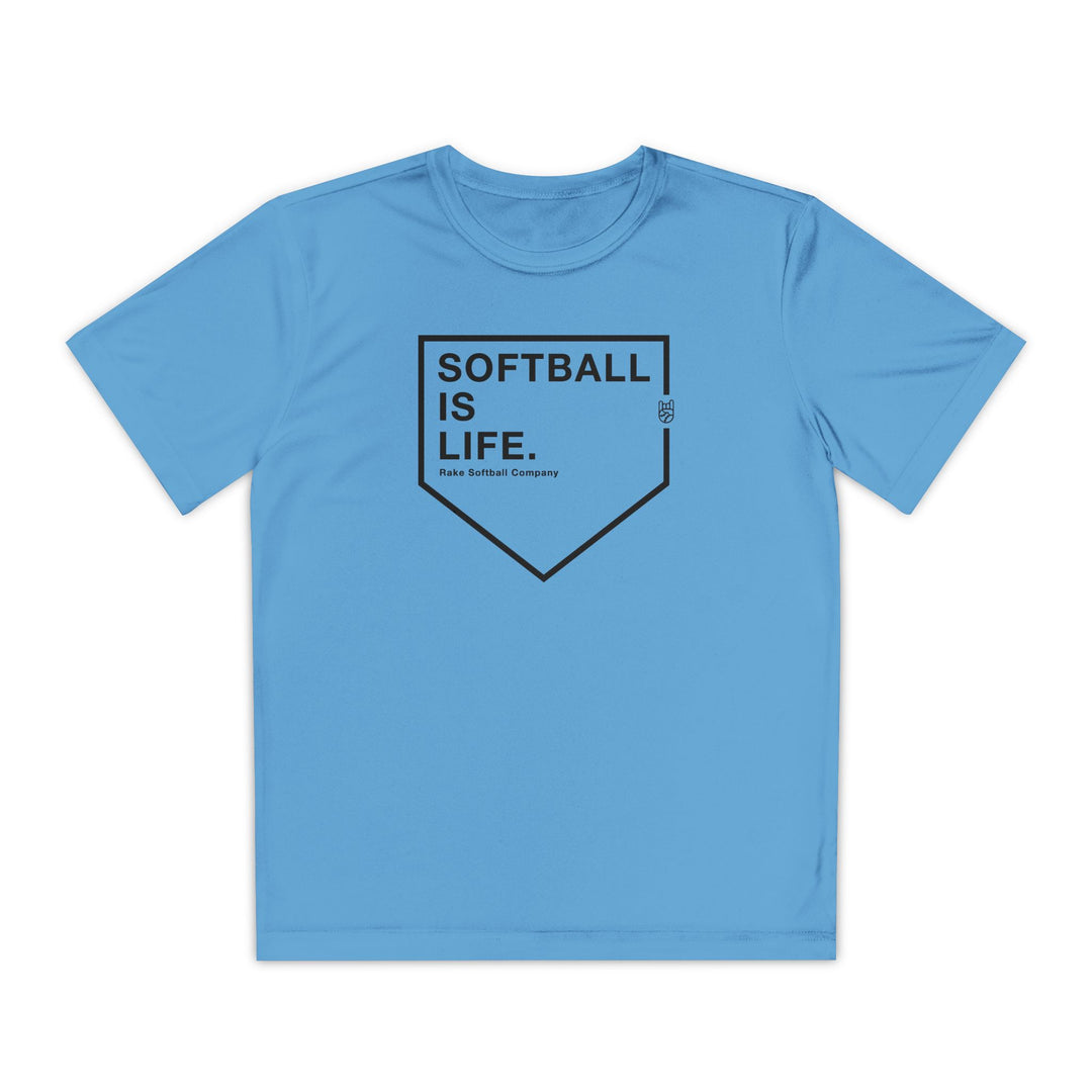 Kids Softball Is Life Dry Fit Tee - Rake Baseball Company - RAKE BASEBALL | BASEBALL T-SHIRT | BASEBALL CLOTHING | GOOD VIBES ONLY