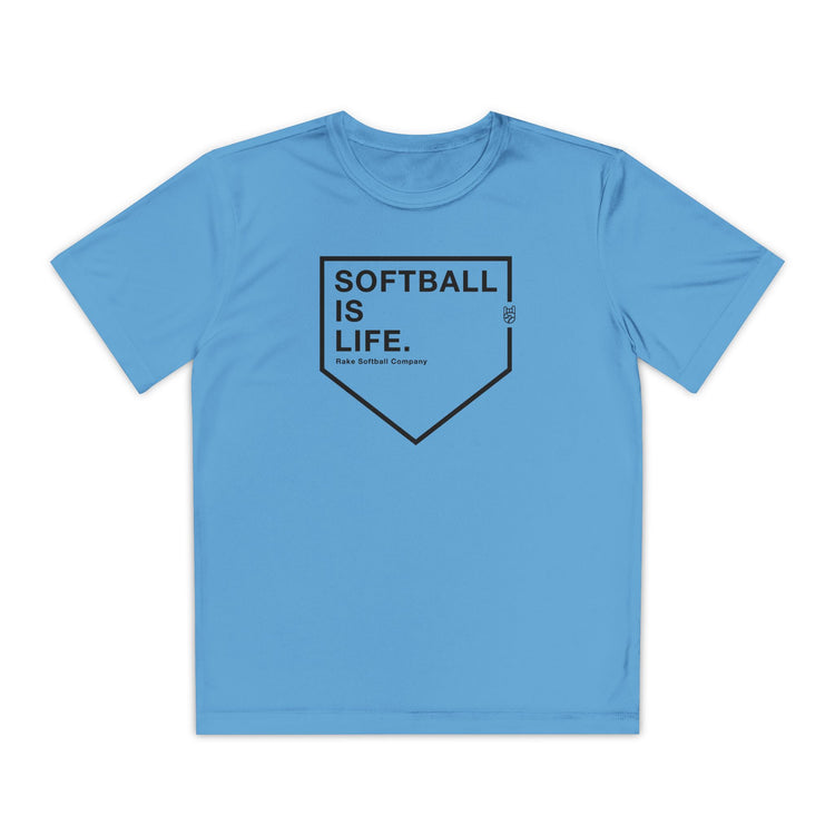 Kids Softball Is Life Dry Fit Tee - Rake Baseball Company - RAKE BASEBALL | BASEBALL T-SHIRT | BASEBALL CLOTHING | GOOD VIBES ONLY