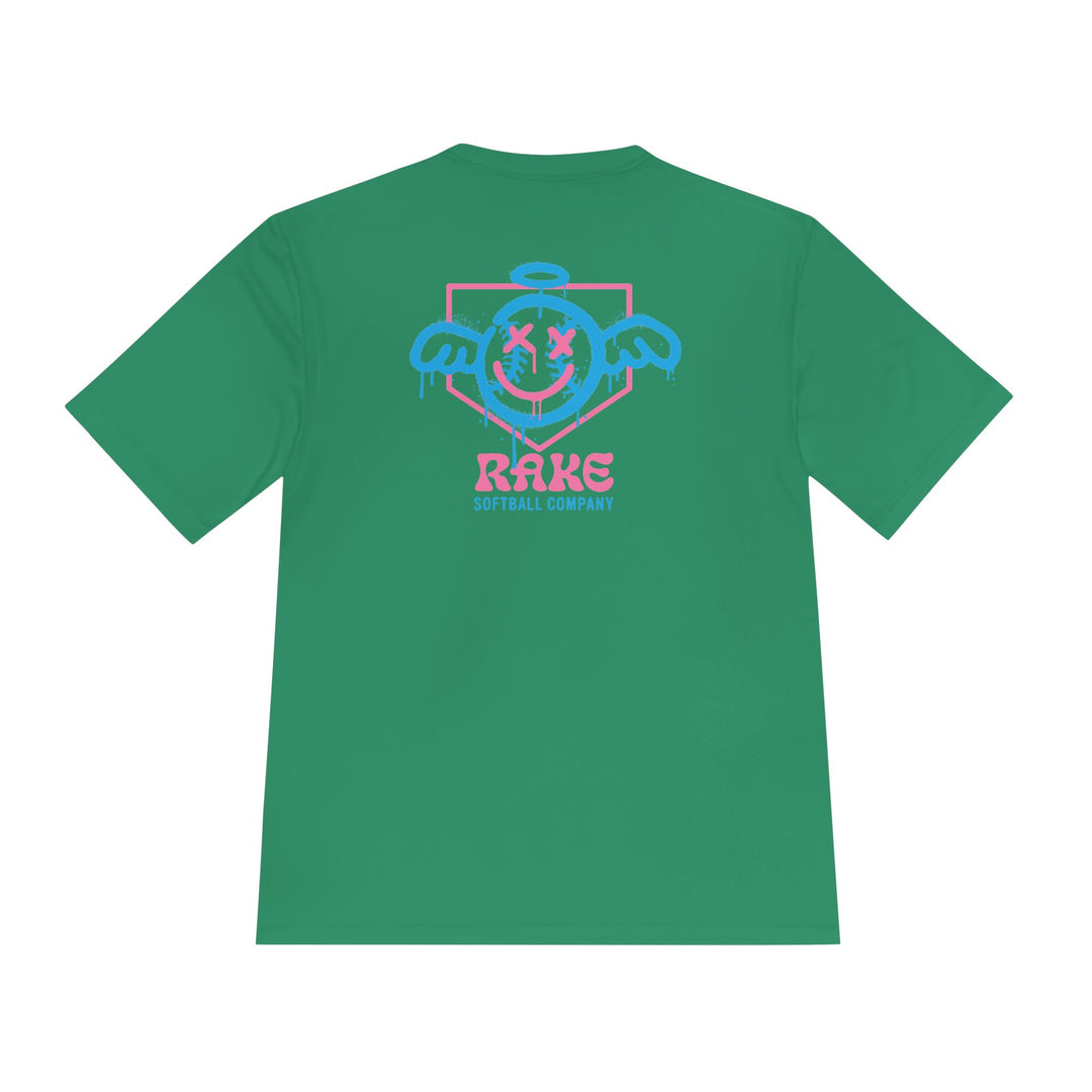 She Angel Drip Softball Dry Fit Tee - Rake Baseball Company - RAKE BASEBALL | BASEBALL T-SHIRT | BASEBALL CLOTHING | GOOD VIBES ONLY