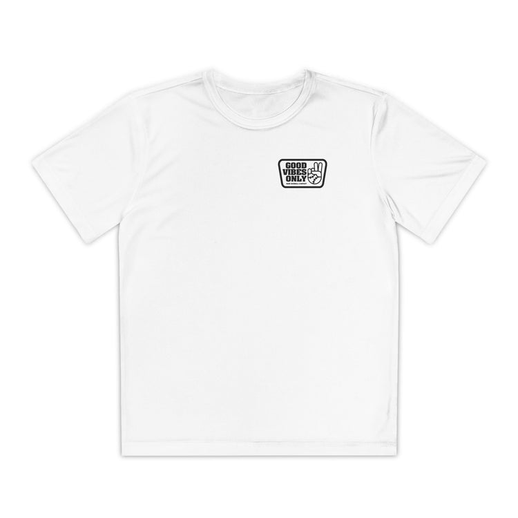 Kids Good Vibes Only Box Dry Fit Tee - Rake Baseball Company - RAKE BASEBALL | BASEBALL T-SHIRT | BASEBALL CLOTHING | GOOD VIBES ONLY
