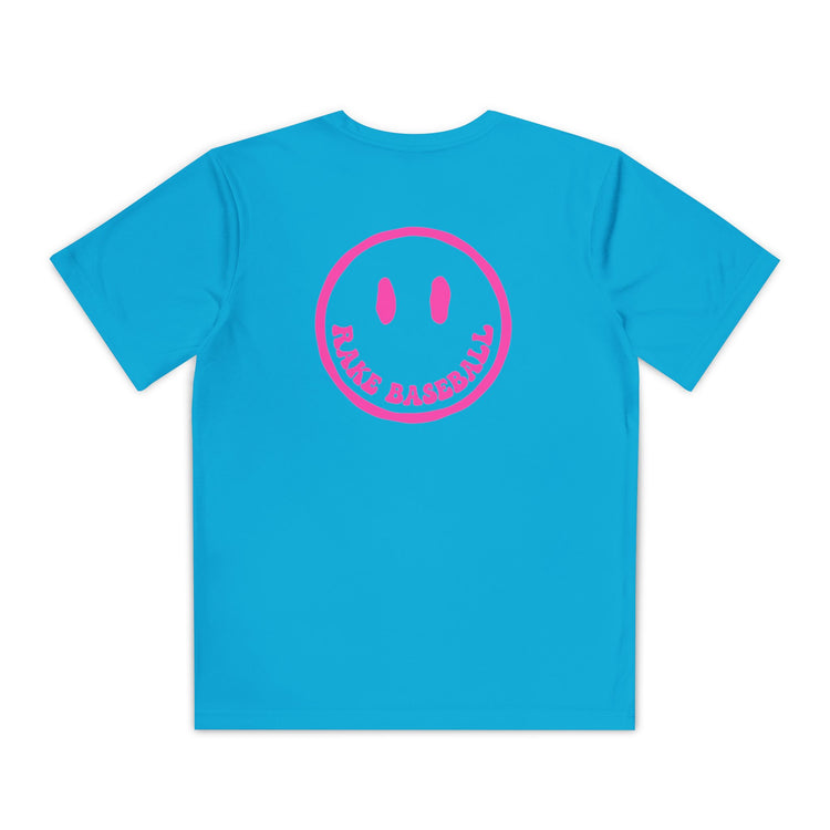 Kids Rake Smile Dry Fit Tee - Rake Baseball Company - RAKE BASEBALL | BASEBALL T-SHIRT | BASEBALL CLOTHING | GOOD VIBES ONLY
