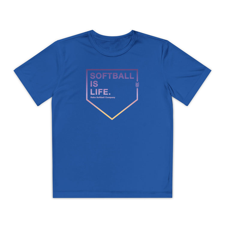 Kids Softball Is Life Dry Fit Tee - Rake Baseball Company - RAKE BASEBALL | BASEBALL T-SHIRT | BASEBALL CLOTHING | GOOD VIBES ONLY