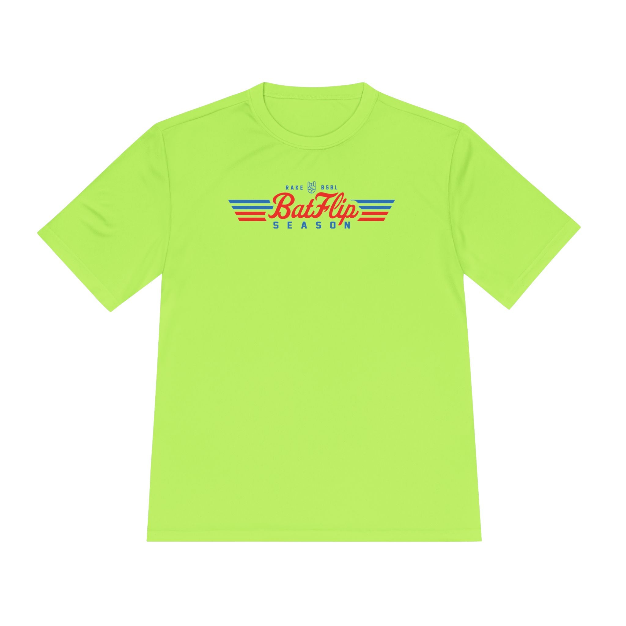 Bat Flip Season Dry Fit Tee - Rake Baseball Company - RAKE BASEBALL | BASEBALL T-SHIRT | BASEBALL CLOTHING | GOOD VIBES ONLY