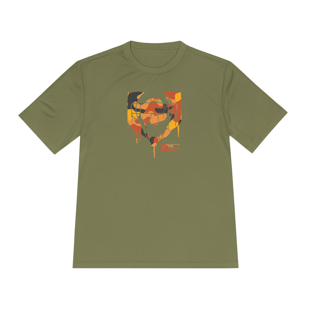 Catcher's Orange Camo Drip Dry Fit Tee - Rake Baseball Company - RAKE BASEBALL | BASEBALL T-SHIRT | BASEBALL CLOTHING | GOOD VIBES ONLY