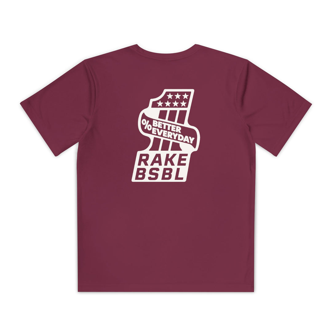 Kids One Percent Better Dry Fit Tee - Rake Baseball Company - RAKE BASEBALL | BASEBALL T-SHIRT | BASEBALL CLOTHING | GOOD VIBES ONLY