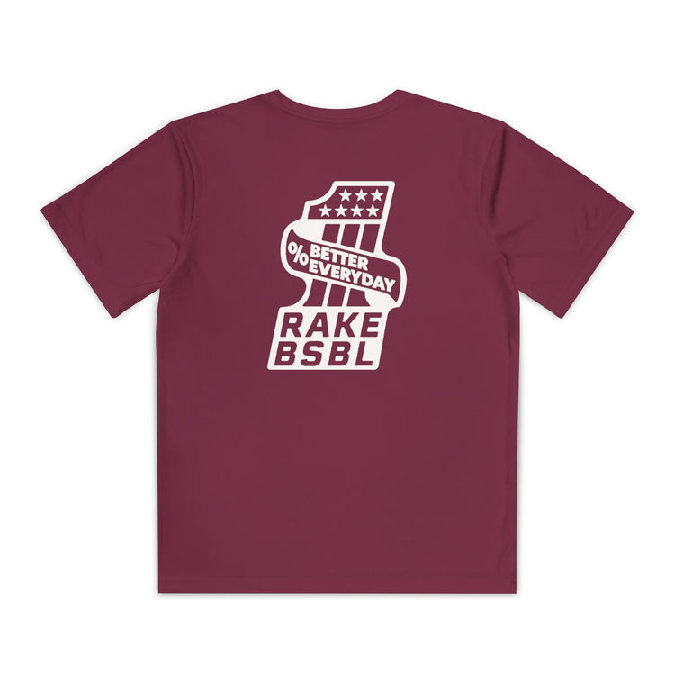 Kids One Percent Better Dry Fit Tee - Rake Baseball Company - RAKE BASEBALL | BASEBALL T-SHIRT | BASEBALL CLOTHING | GOOD VIBES ONLY