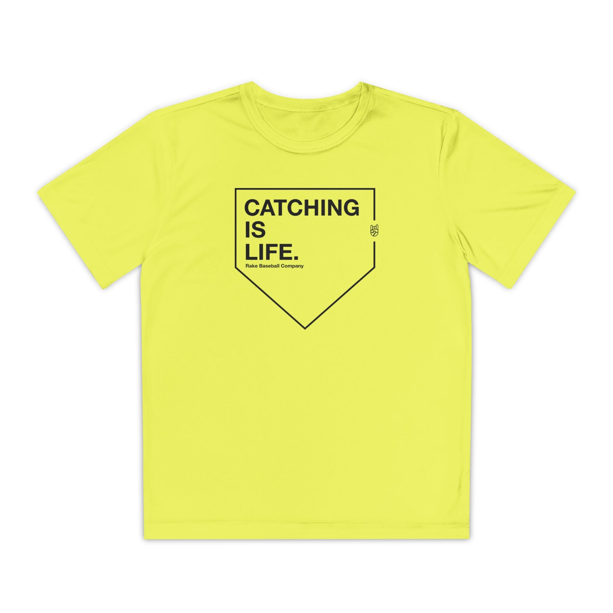 Kids Catching Is Life Dry Fit Tee - Rake Baseball Company - RAKE BASEBALL | BASEBALL T-SHIRT | BASEBALL CLOTHING | GOOD VIBES ONLY