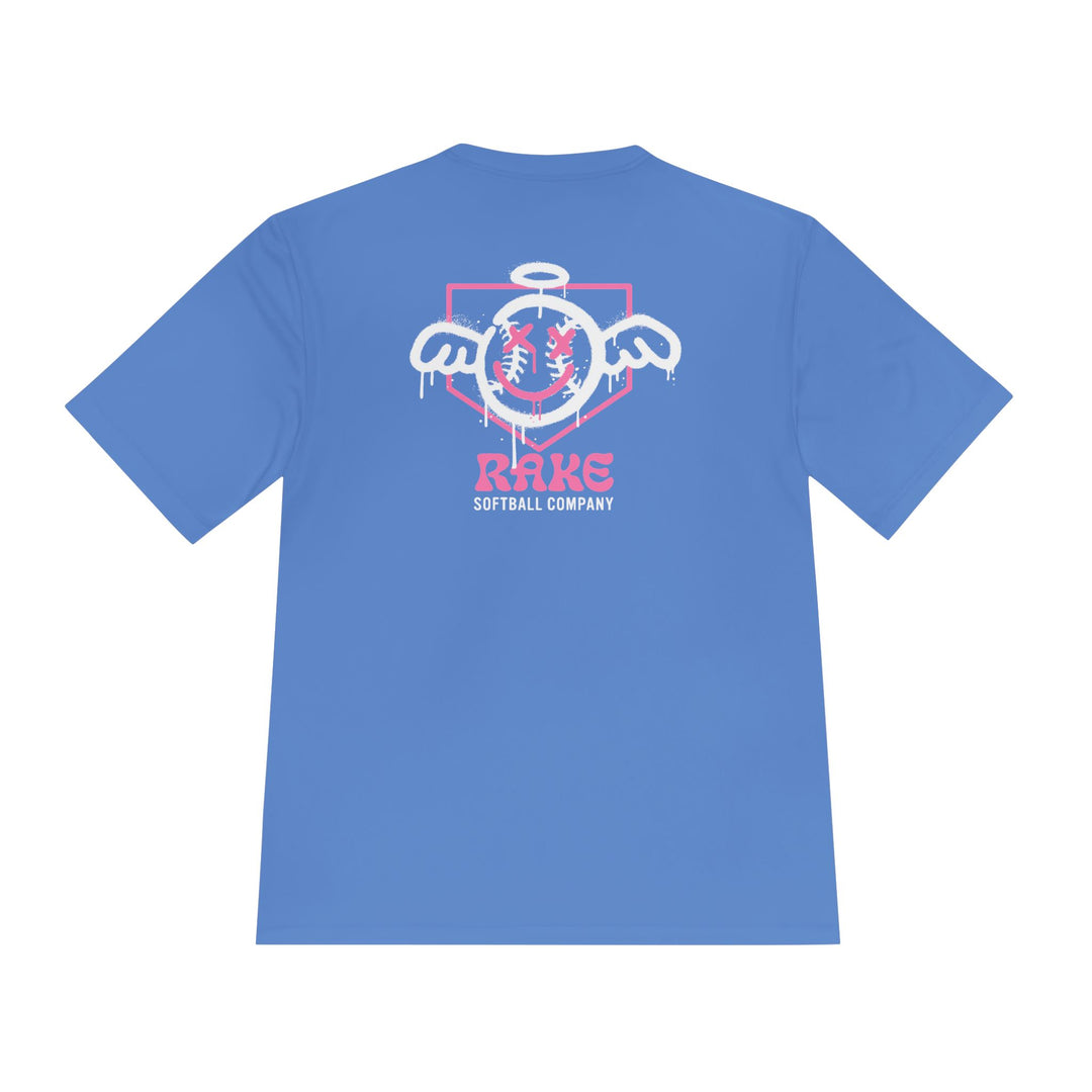 She Angel Drip Softball Dry Fit Tee - Rake Baseball Company - RAKE BASEBALL | BASEBALL T-SHIRT | BASEBALL CLOTHING | GOOD VIBES ONLY