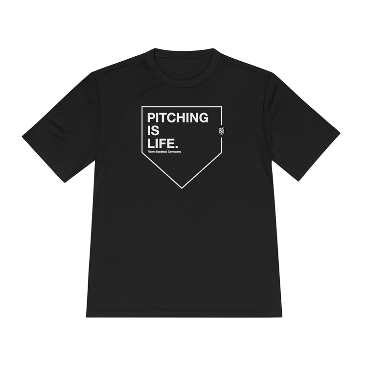 Pitching Is Life Dry Fit Tee - Rake Baseball Company - RAKE BASEBALL | BASEBALL T-SHIRT | BASEBALL CLOTHING | GOOD VIBES ONLY