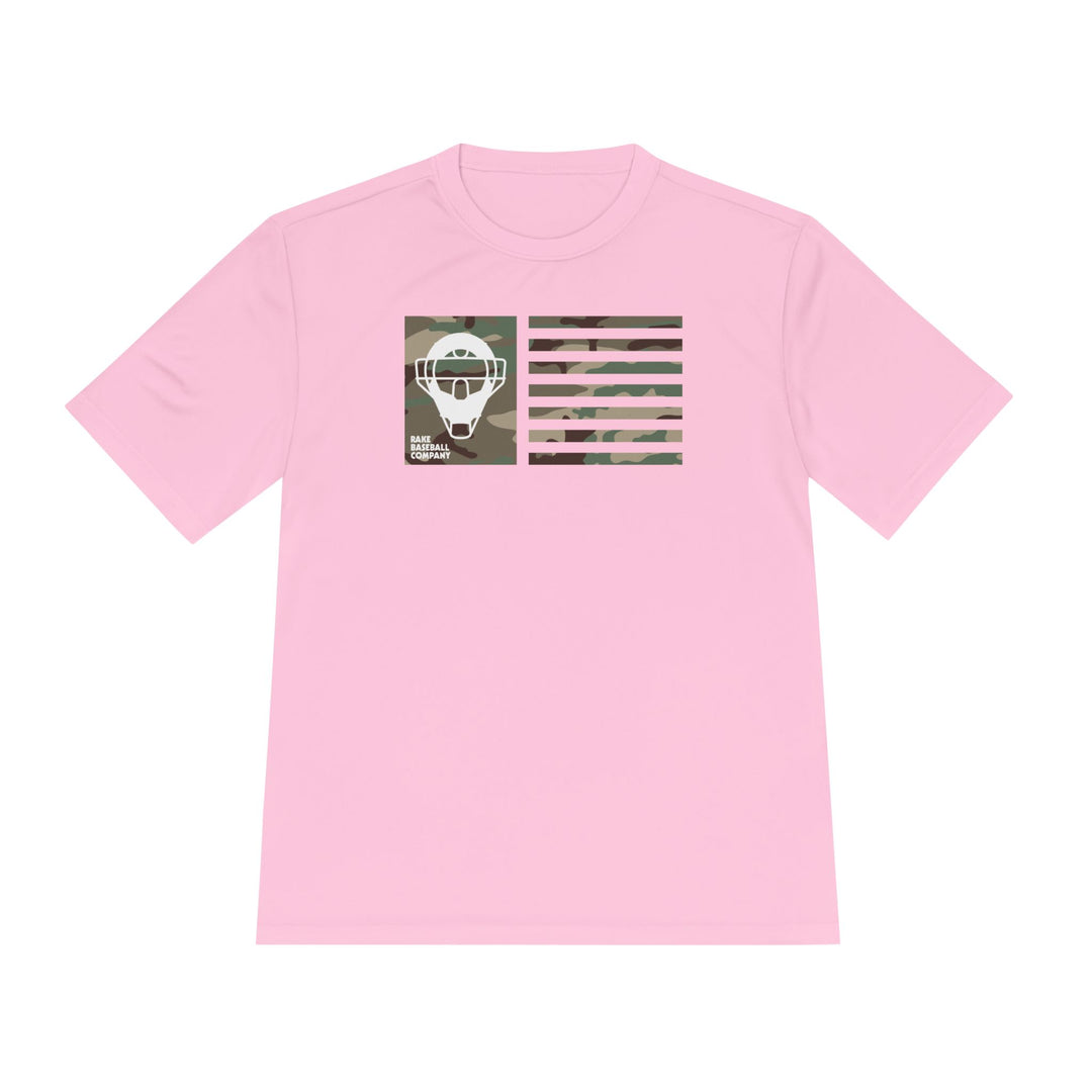 Camo Catcher's Mask Flag Dry Fit Tee - Rake Baseball Company - RAKE BASEBALL | BASEBALL T-SHIRT | BASEBALL CLOTHING | GOOD VIBES ONLY
