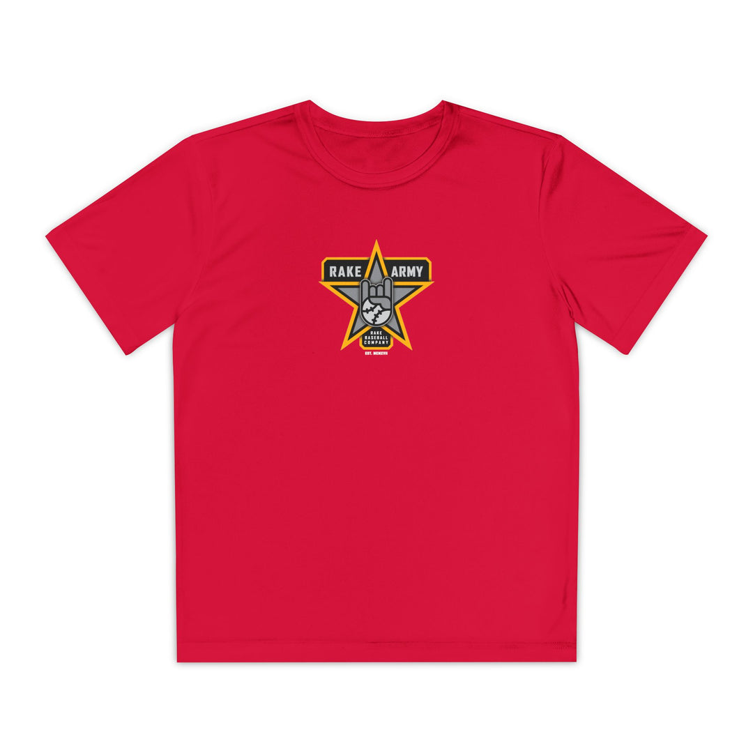 Kids Rake Army Dry Fit Tee - Rake Baseball Company - RAKE BASEBALL | BASEBALL T-SHIRT | BASEBALL CLOTHING | GOOD VIBES ONLY