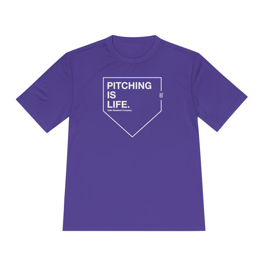 Pitching Is Life Dry Fit Tee - Rake Baseball Company - RAKE BASEBALL | BASEBALL T-SHIRT | BASEBALL CLOTHING | GOOD VIBES ONLY
