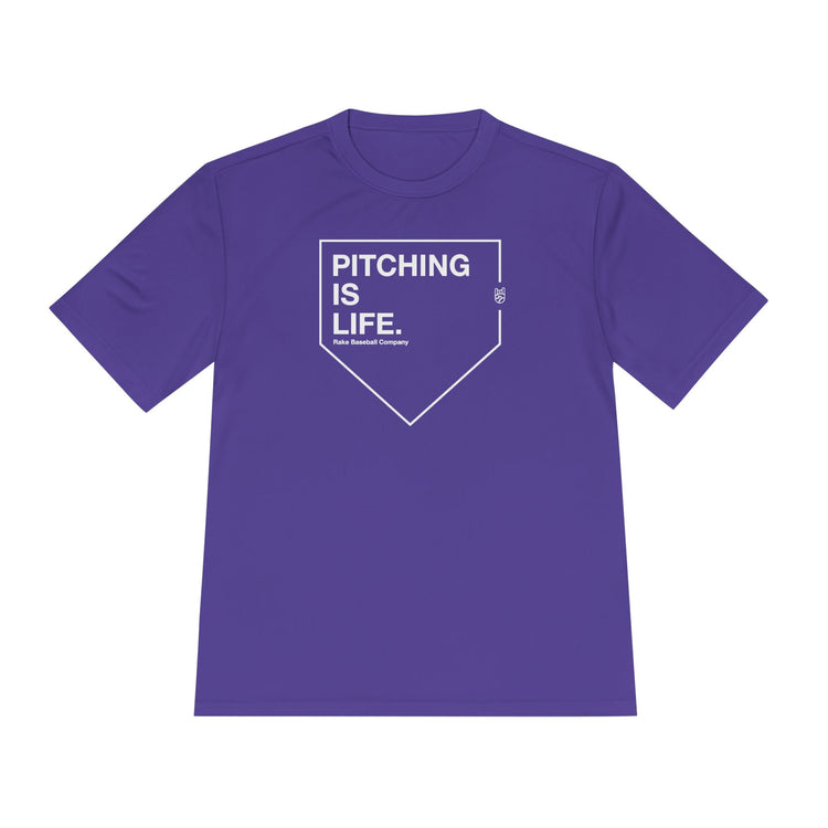 Pitching Is Life Dry Fit Tee - Rake Baseball Company - RAKE BASEBALL | BASEBALL T-SHIRT | BASEBALL CLOTHING | GOOD VIBES ONLY