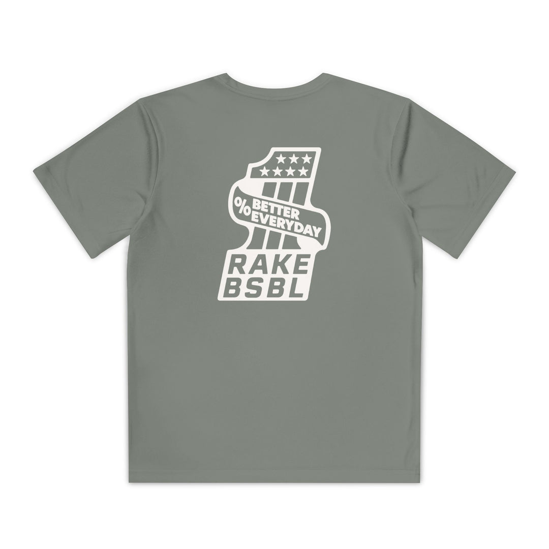 Kids One Percent Better Dry Fit Tee - Rake Baseball Company - RAKE BASEBALL | BASEBALL T-SHIRT | BASEBALL CLOTHING | GOOD VIBES ONLY