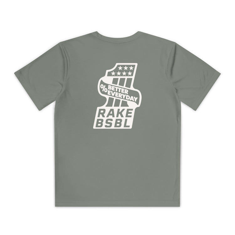 Kids One Percent Better Dry Fit Tee - Rake Baseball Company - RAKE BASEBALL | BASEBALL T-SHIRT | BASEBALL CLOTHING | GOOD VIBES ONLY