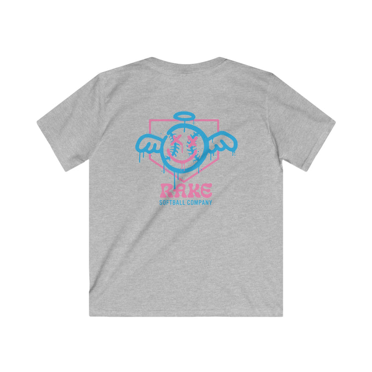 Kids She Angel Drip Softball Tee - Rake Baseball Company - RAKE BASEBALL | BASEBALL T-SHIRT | BASEBALL CLOTHING | GOOD VIBES ONLY