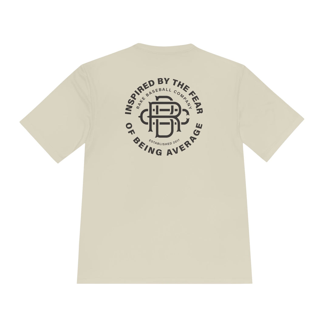 Fear of Being Average Dry Fit Tee - Rake Baseball Company - RAKE BASEBALL | BASEBALL T-SHIRT | BASEBALL CLOTHING | GOOD VIBES ONLY