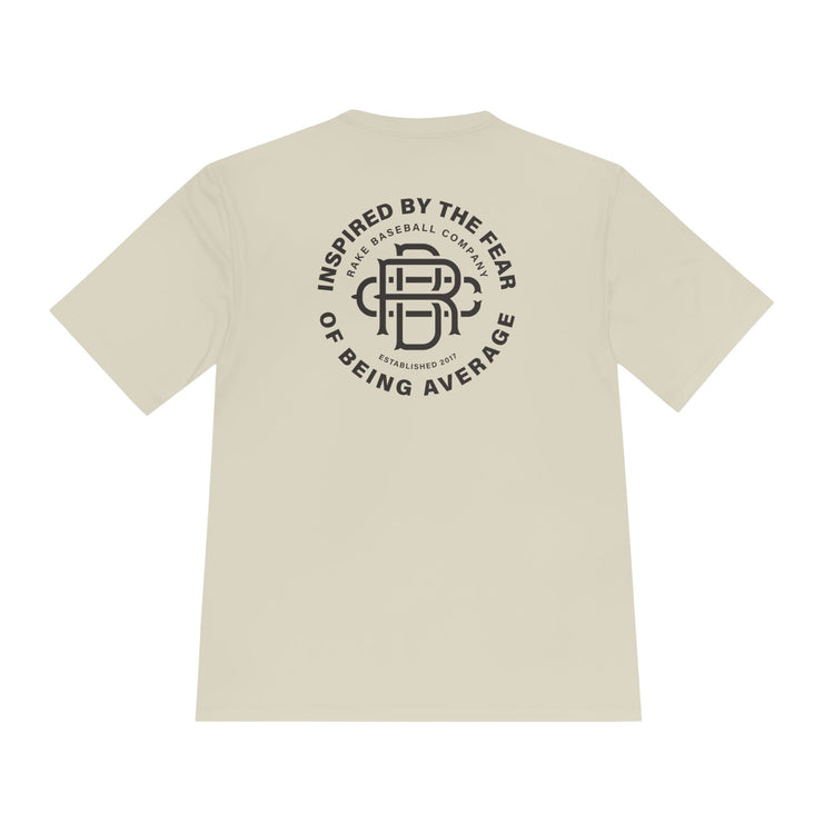 Fear of Being Average Dry Fit Tee - Rake Baseball Company - RAKE BASEBALL | BASEBALL T-SHIRT | BASEBALL CLOTHING | GOOD VIBES ONLY