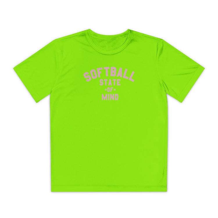 Kids Softball State Of Mind Dry Fit Tee - Rake Baseball Company - RAKE BASEBALL | BASEBALL T-SHIRT | BASEBALL CLOTHING | GOOD VIBES ONLY
