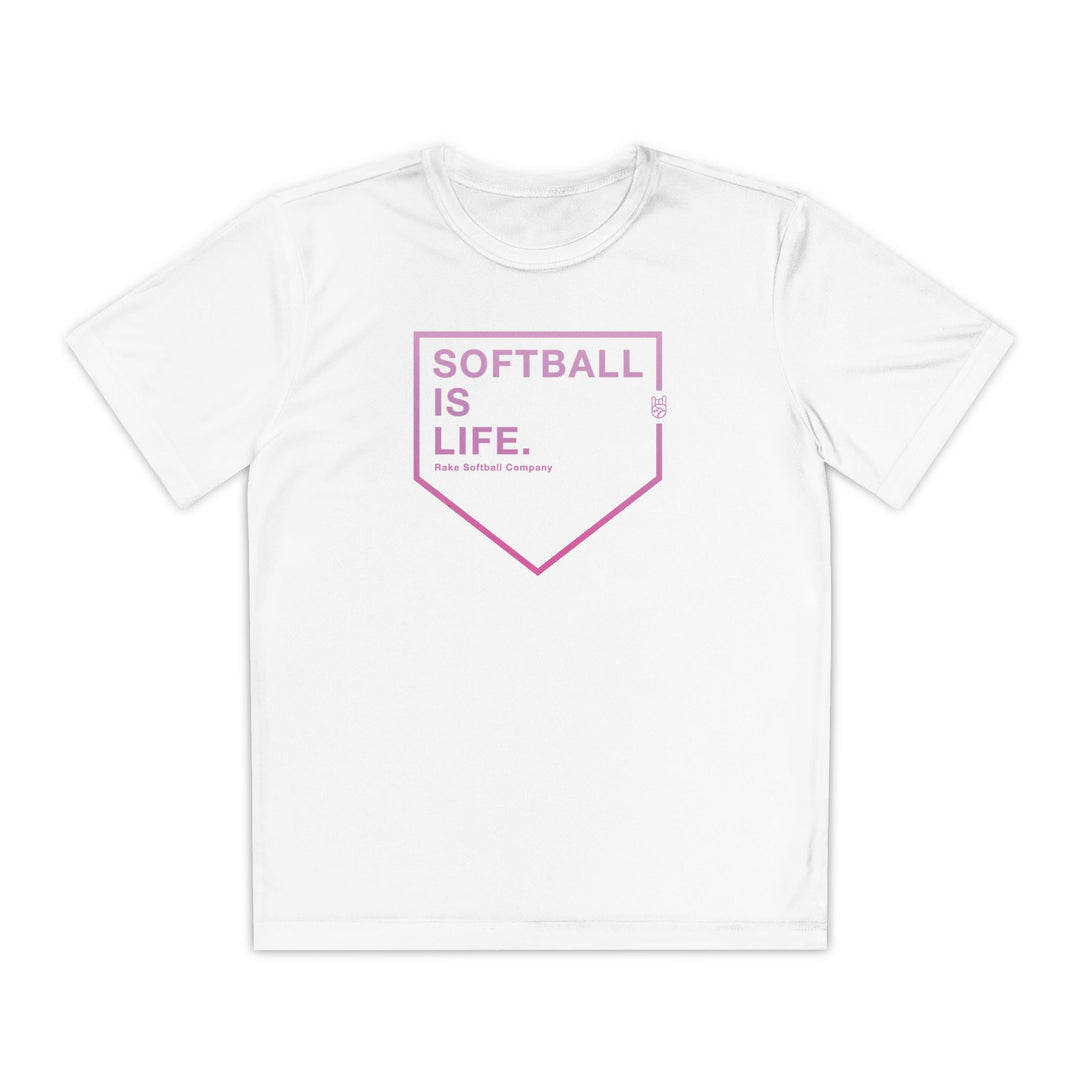 Kids Softball Is Life Dry Fit Tee - Rake Baseball Company - RAKE BASEBALL | BASEBALL T-SHIRT | BASEBALL CLOTHING | GOOD VIBES ONLY