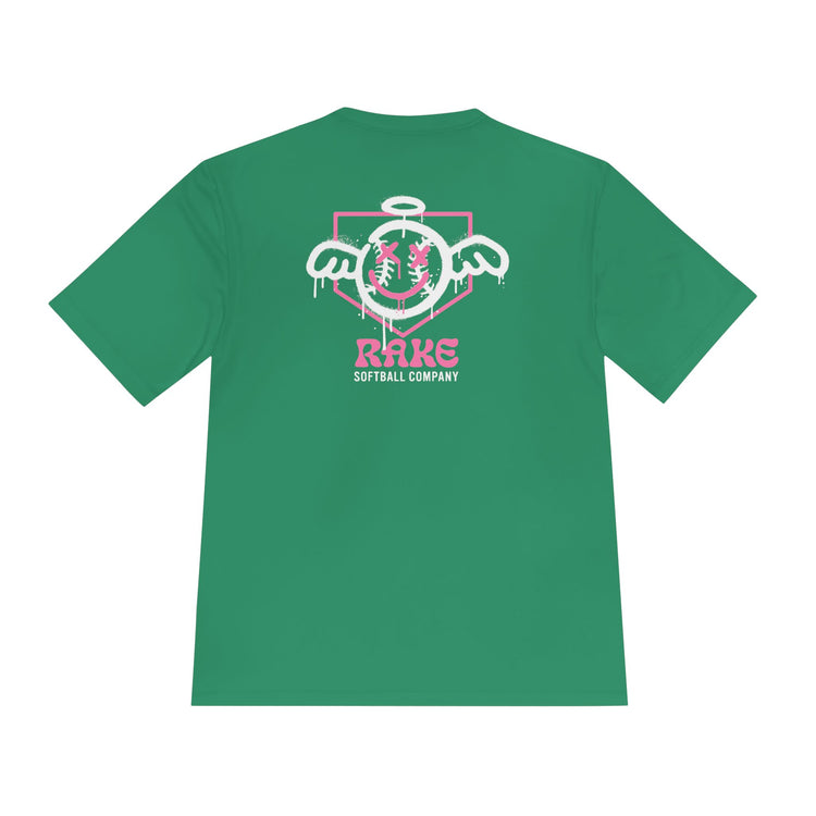 She Angel Drip Softball Dry Fit Tee - Rake Baseball Company - RAKE BASEBALL | BASEBALL T-SHIRT | BASEBALL CLOTHING | GOOD VIBES ONLY