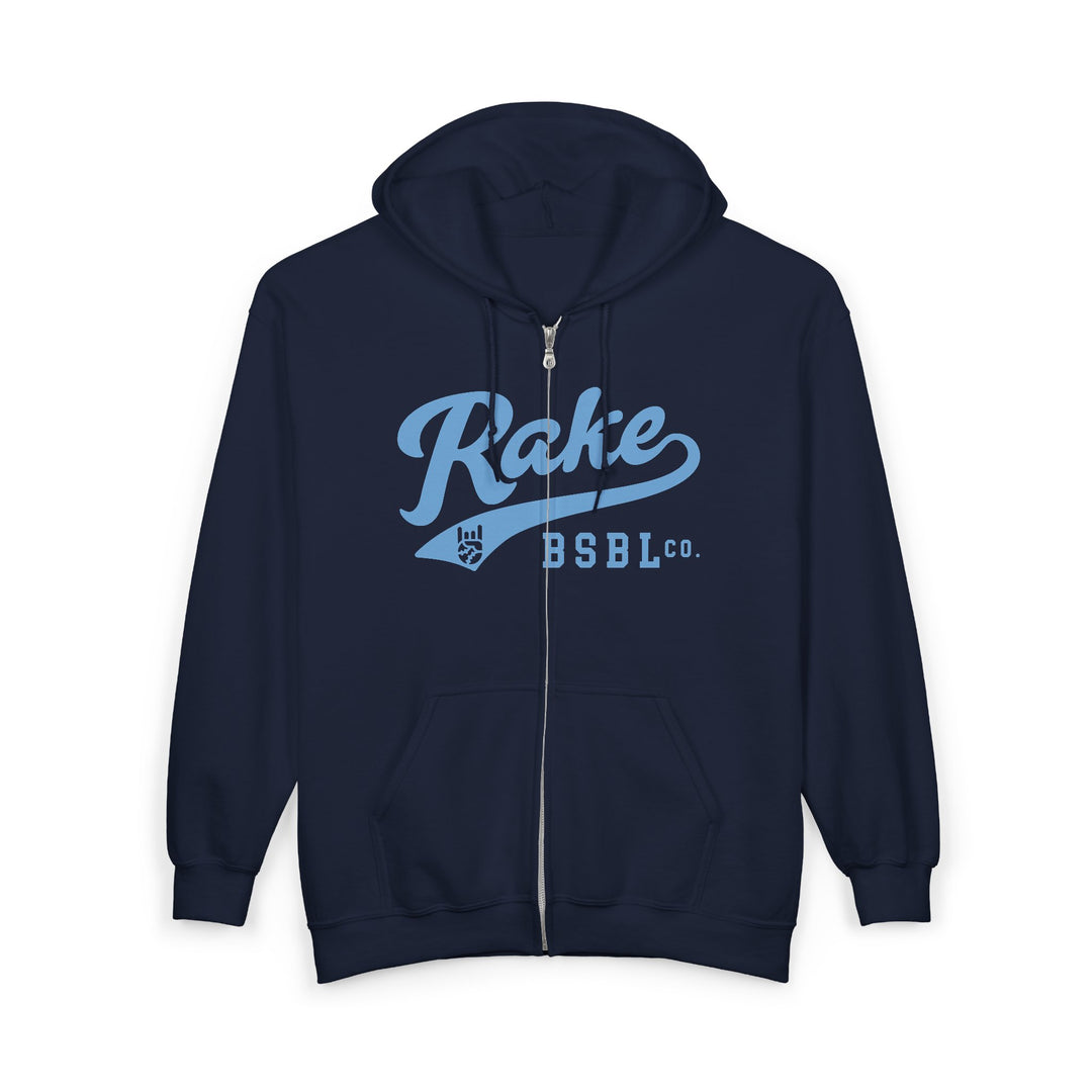 Rake Script (Light Blue) Full Zip Hoodie
