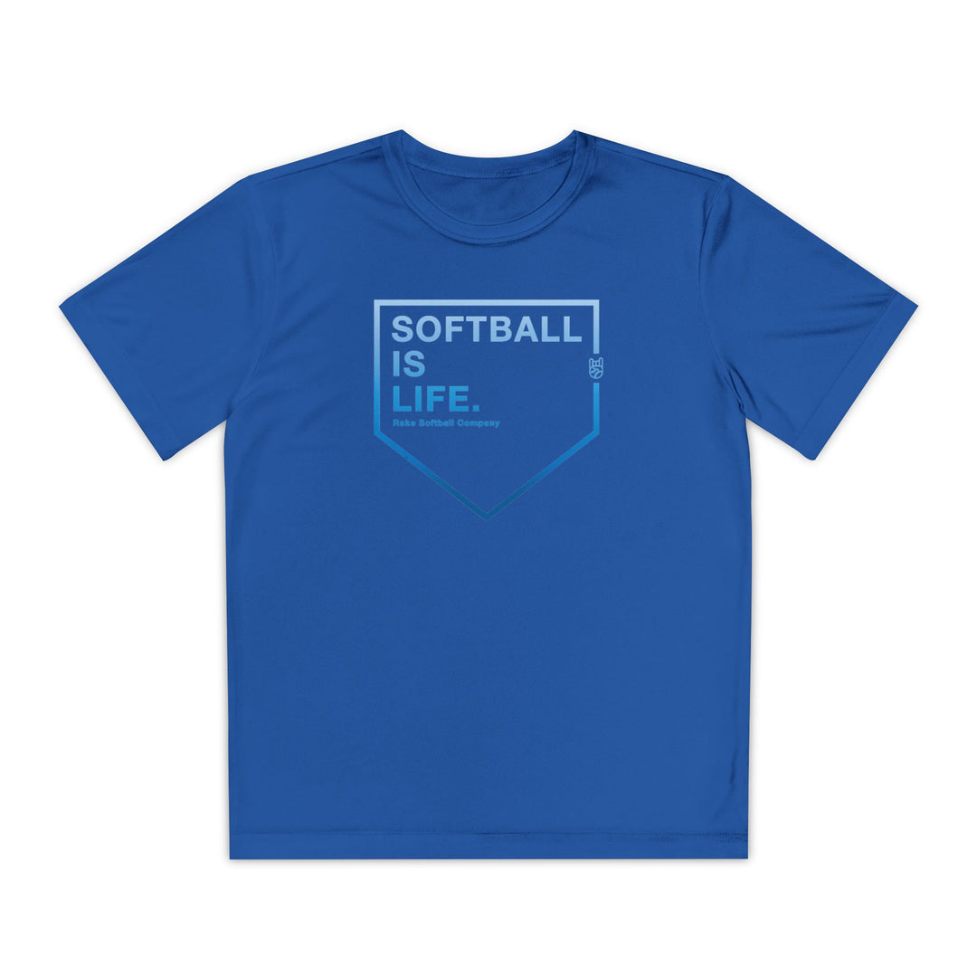 Kids Softball Is Life Dry Fit Tee - Rake Baseball Company - RAKE BASEBALL | BASEBALL T-SHIRT | BASEBALL CLOTHING | GOOD VIBES ONLY