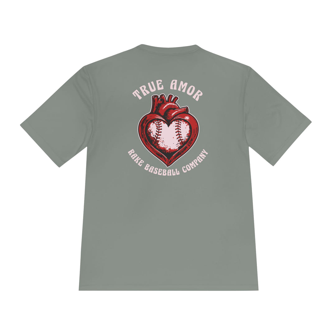 True Amor Baseball Dry Fit Tee - Rake Baseball Company - RAKE BASEBALL | BASEBALL T-SHIRT | BASEBALL CLOTHING | GOOD VIBES ONLY