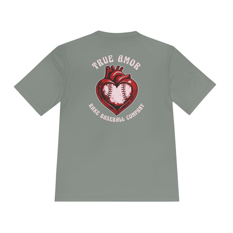 True Amor Baseball Dry Fit Tee - Rake Baseball Company - RAKE BASEBALL | BASEBALL T-SHIRT | BASEBALL CLOTHING | GOOD VIBES ONLY