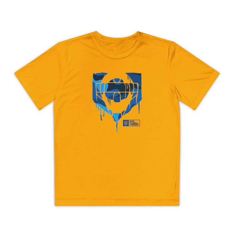 Kids Catcher's Drip Blue Camo Dry Fit Tee - Rake Baseball Company - RAKE BASEBALL | BASEBALL T-SHIRT | BASEBALL CLOTHING | GOOD VIBES ONLY