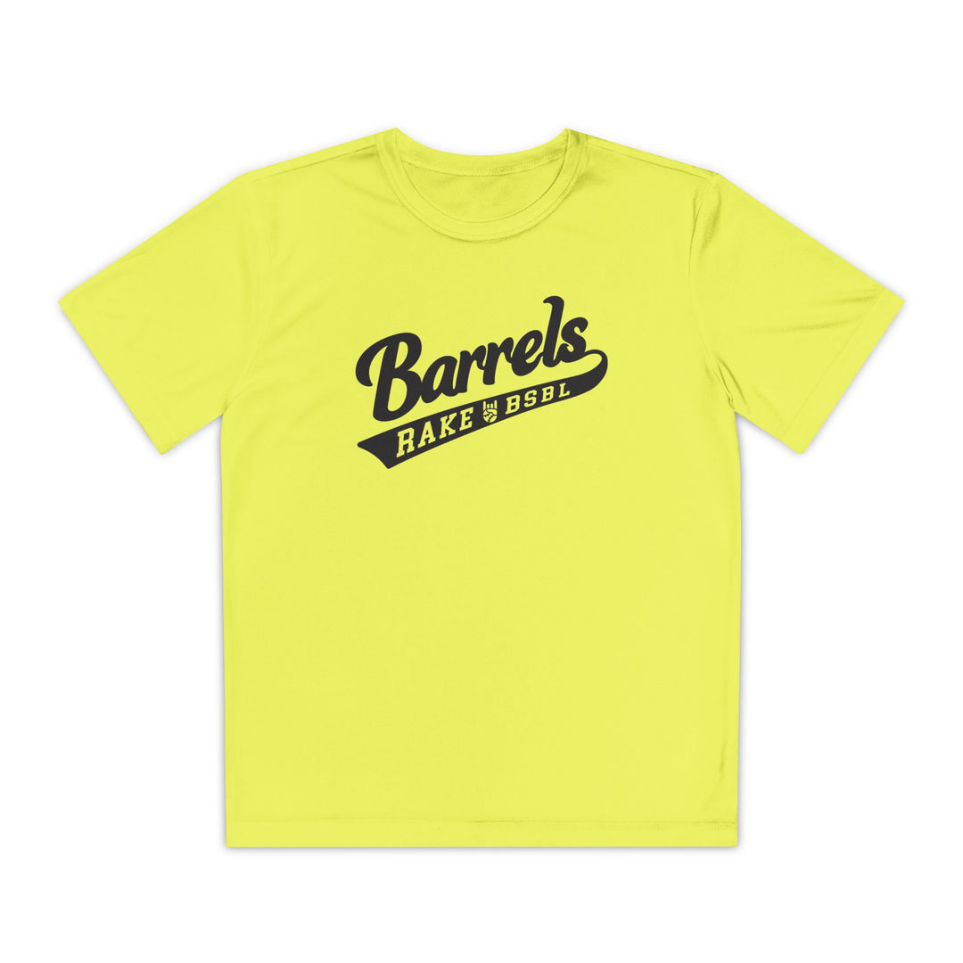 Kids Barrels Dry Fit Tee - Rake Baseball Company - RAKE BASEBALL | BASEBALL T-SHIRT | BASEBALL CLOTHING | GOOD VIBES ONLY