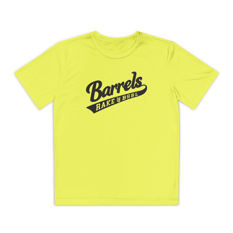 Kids Barrels Dry Fit Tee - Rake Baseball Company - RAKE BASEBALL | BASEBALL T-SHIRT | BASEBALL CLOTHING | GOOD VIBES ONLY