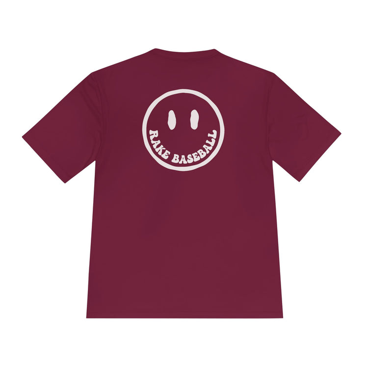 Rake Smile Dry Fit Tee - Rake Baseball Company - RAKE BASEBALL | BASEBALL T-SHIRT | BASEBALL CLOTHING | GOOD VIBES ONLY