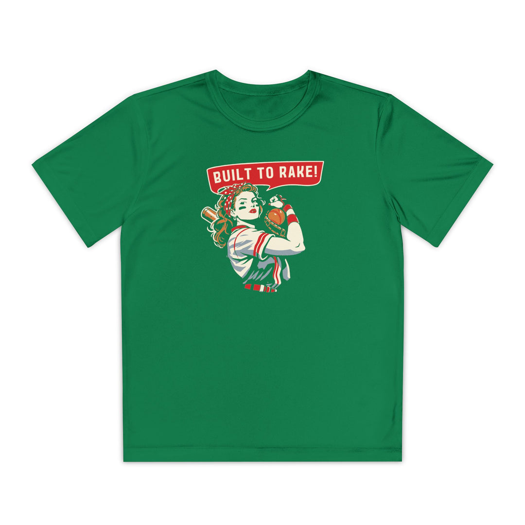 Kids Built To Rake Softball Dry Fit Tee - Rake Baseball Company - RAKE BASEBALL | BASEBALL T-SHIRT | BASEBALL CLOTHING | GOOD VIBES ONLY