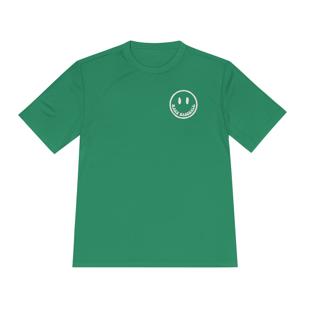 Rake Smile Dry Fit Tee - Rake Baseball Company - RAKE BASEBALL | BASEBALL T-SHIRT | BASEBALL CLOTHING | GOOD VIBES ONLY