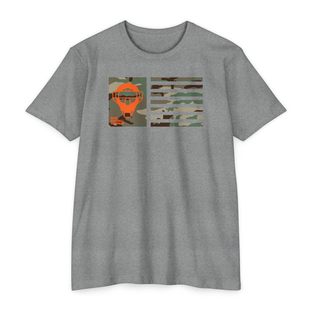 Orange Camo Catcher's Mask Flag Tee