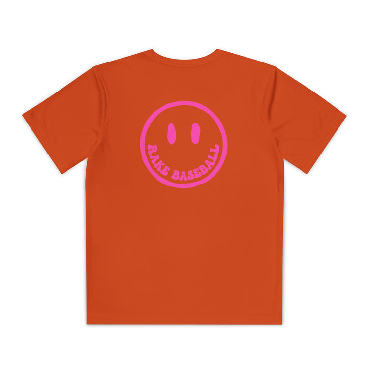 Kids Rake Smile Dry Fit Tee - Rake Baseball Company - RAKE BASEBALL | BASEBALL T-SHIRT | BASEBALL CLOTHING | GOOD VIBES ONLY