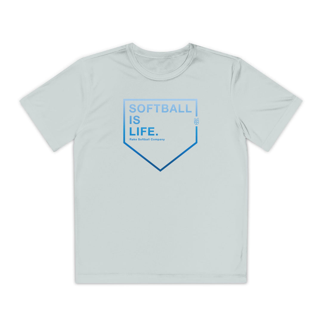 Kids Softball Is Life Dry Fit Tee - Rake Baseball Company - RAKE BASEBALL | BASEBALL T-SHIRT | BASEBALL CLOTHING | GOOD VIBES ONLY
