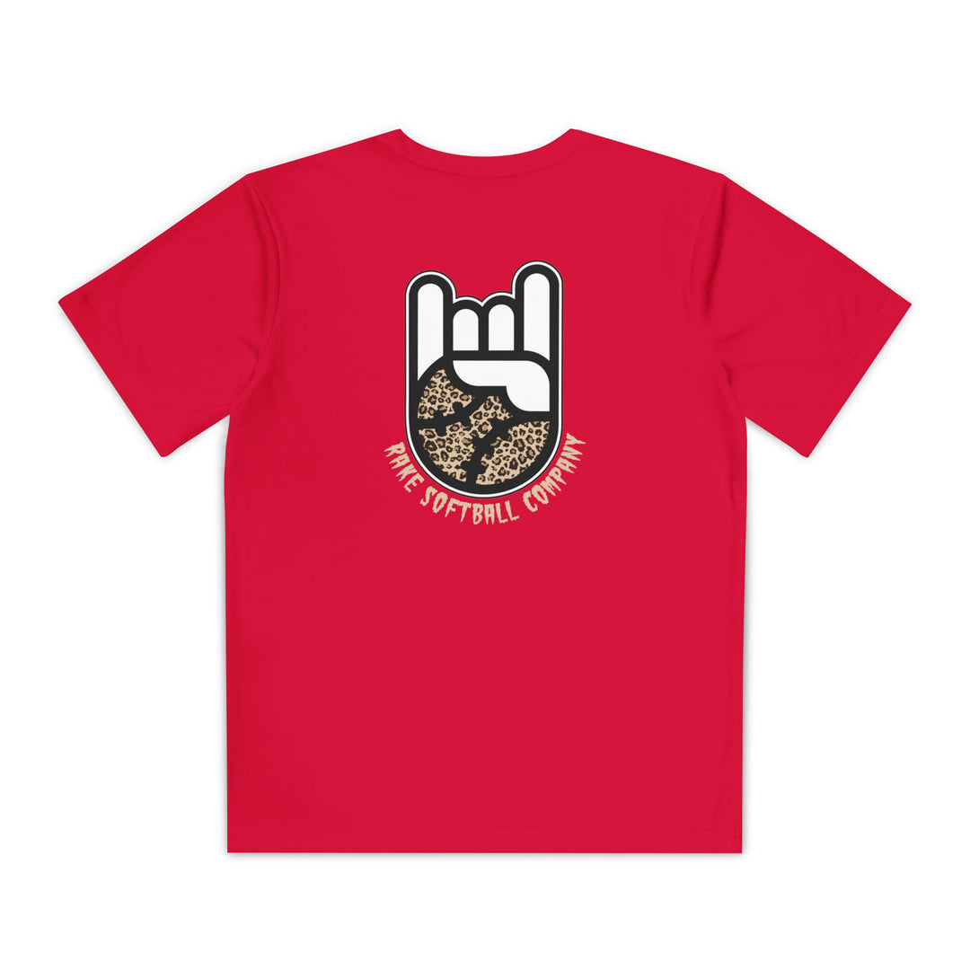 Kids Rake Cheetah Softball Company Dry Fit Tee - Rake Baseball Company - RAKE BASEBALL | BASEBALL T-SHIRT | BASEBALL CLOTHING | GOOD VIBES ONLY