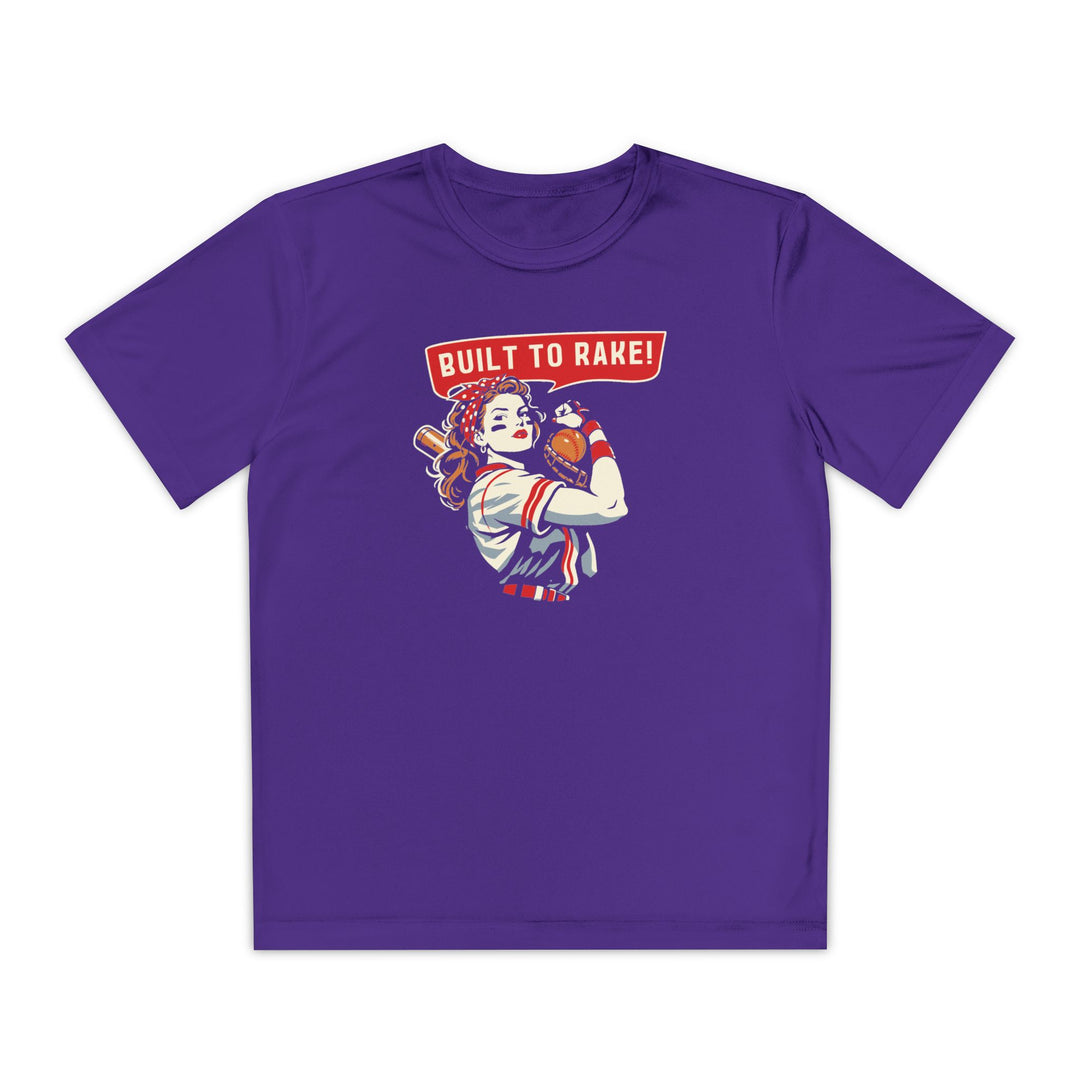 Kids Built To Rake Softball Dry Fit Tee - Rake Baseball Company - RAKE BASEBALL | BASEBALL T-SHIRT | BASEBALL CLOTHING | GOOD VIBES ONLY