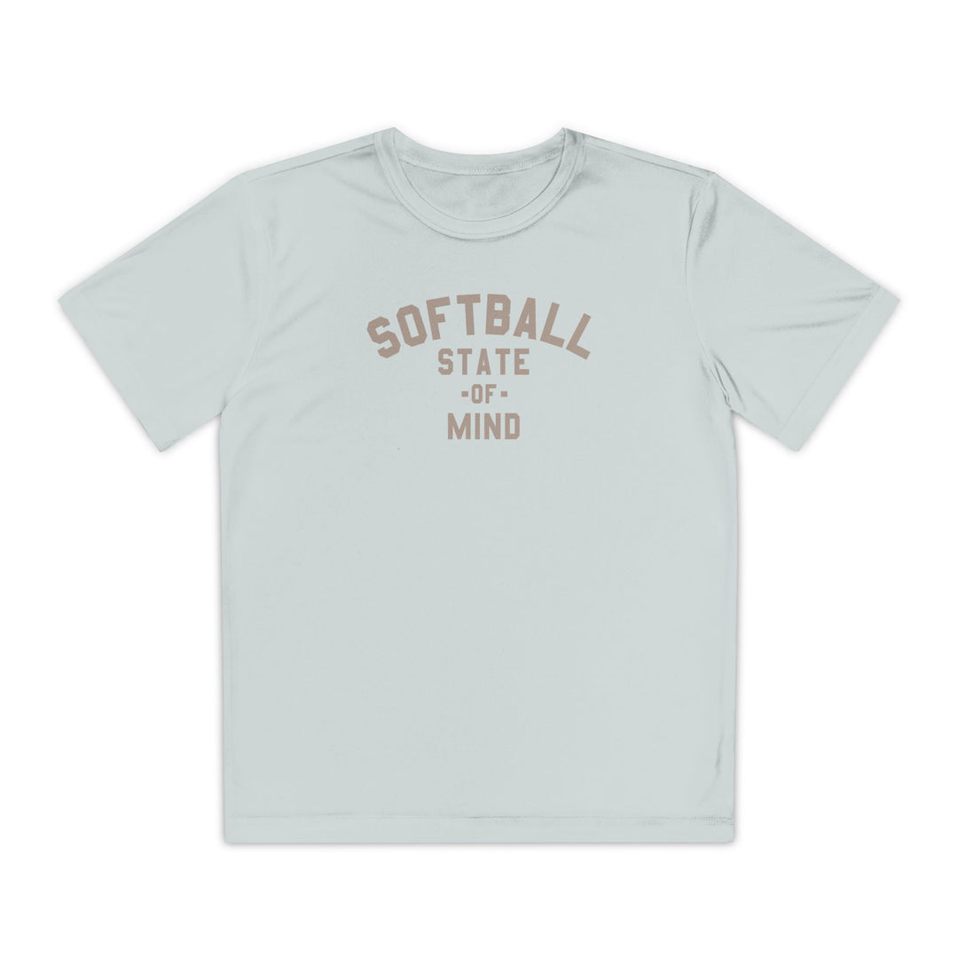 Kids Softball State Of Mind Dry Fit Tee - Rake Baseball Company - RAKE BASEBALL | BASEBALL T-SHIRT | BASEBALL CLOTHING | GOOD VIBES ONLY
