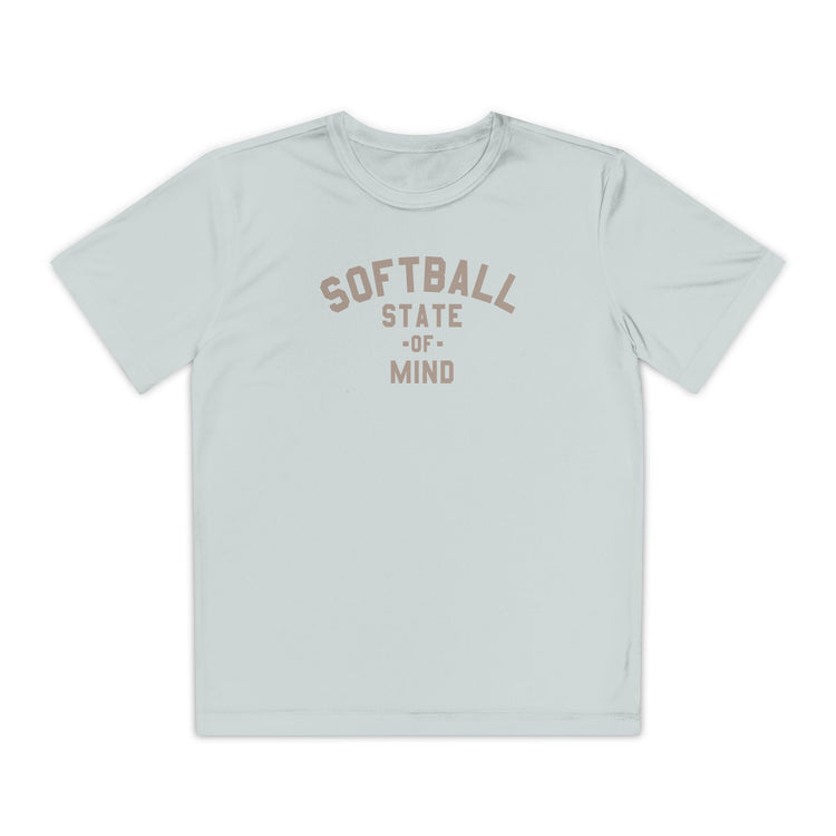 Kids Softball State Of Mind Dry Fit Tee - Rake Baseball Company - RAKE BASEBALL | BASEBALL T-SHIRT | BASEBALL CLOTHING | GOOD VIBES ONLY