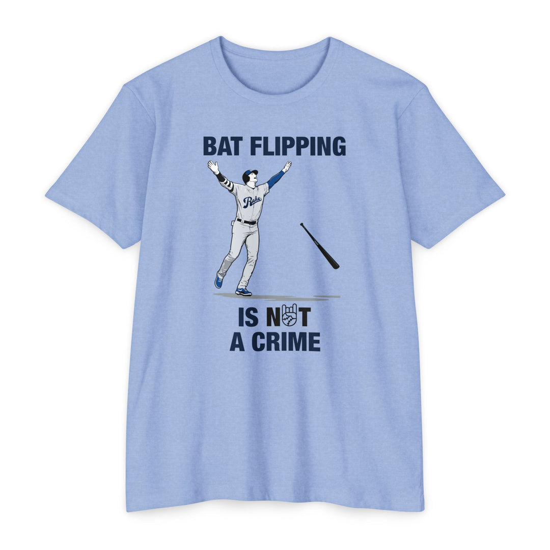 Bat Flipping Is Not A Crime Tee - Rake Baseball Company - RAKE BASEBALL | BASEBALL T-SHIRT | BASEBALL CLOTHING | GOOD VIBES ONLY