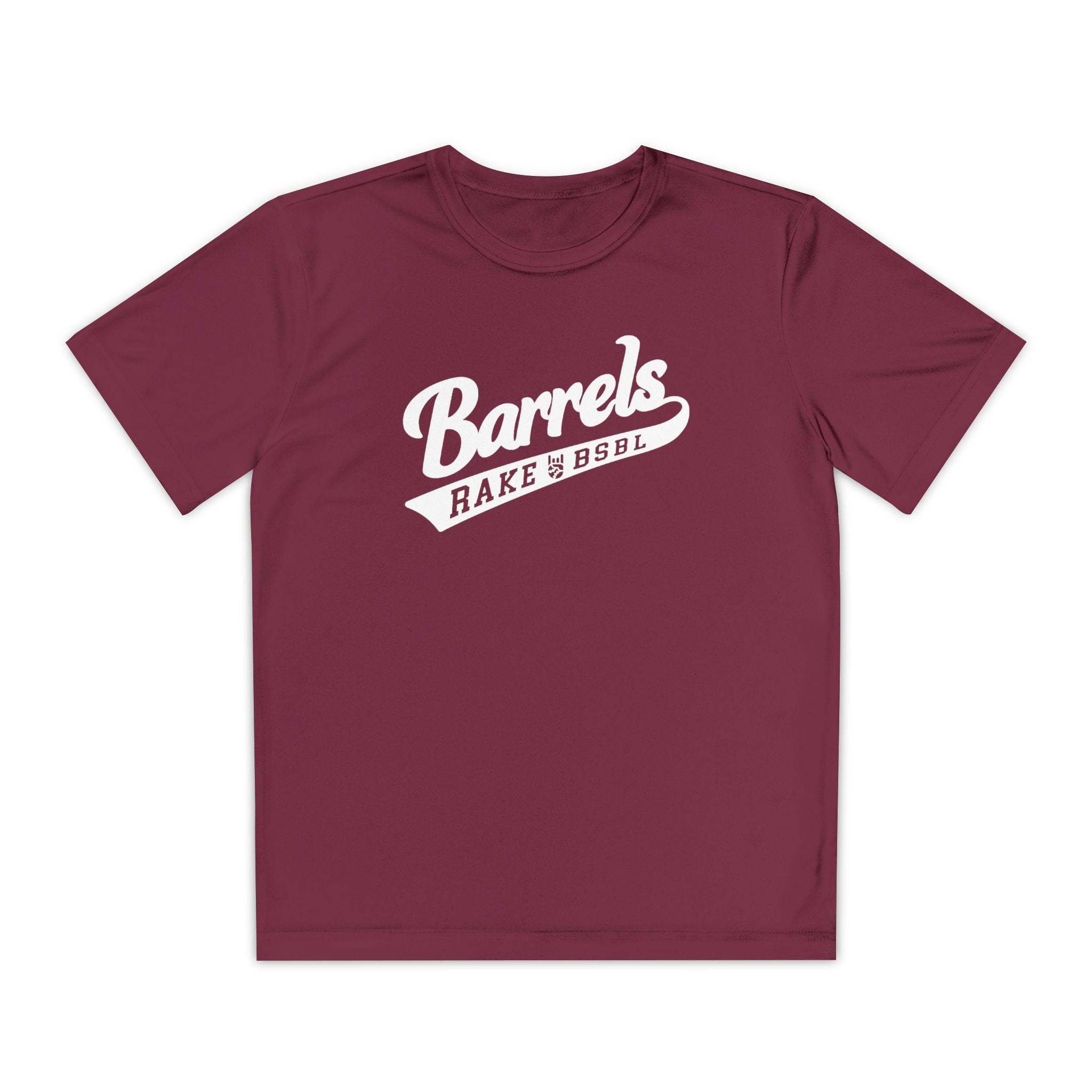 Kids Barrels Dry Fit Tee - Rake Baseball Company - RAKE BASEBALL | BASEBALL T-SHIRT | BASEBALL CLOTHING | GOOD VIBES ONLY